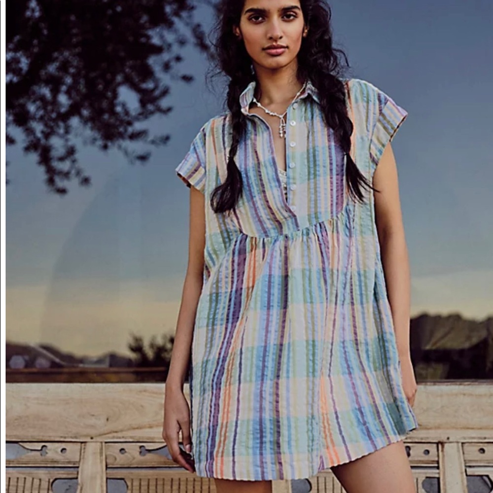 Free people Dreamers Madras mini dress NWT